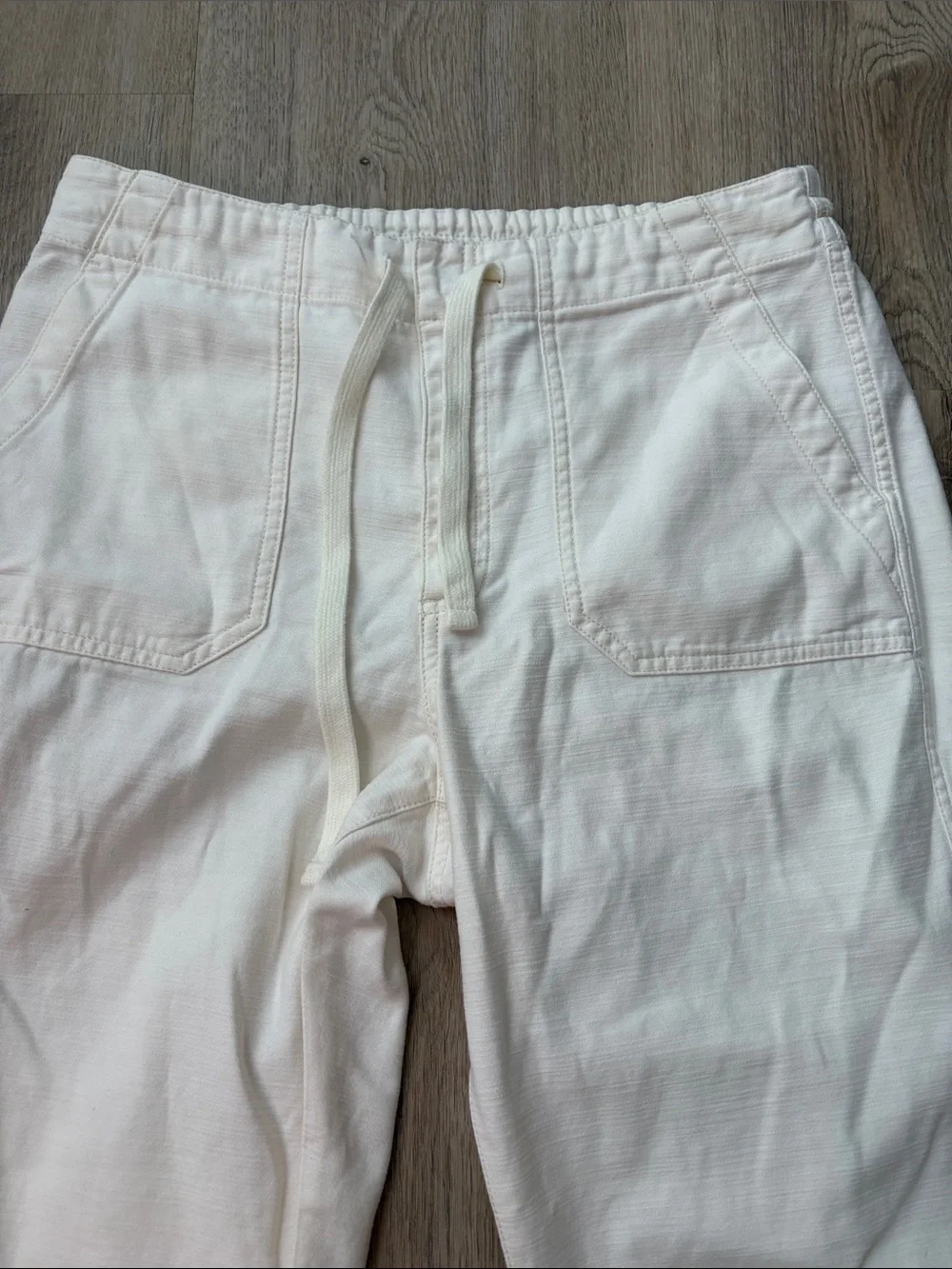 J. Crew Cream Straight-Leg Drawstring Pants